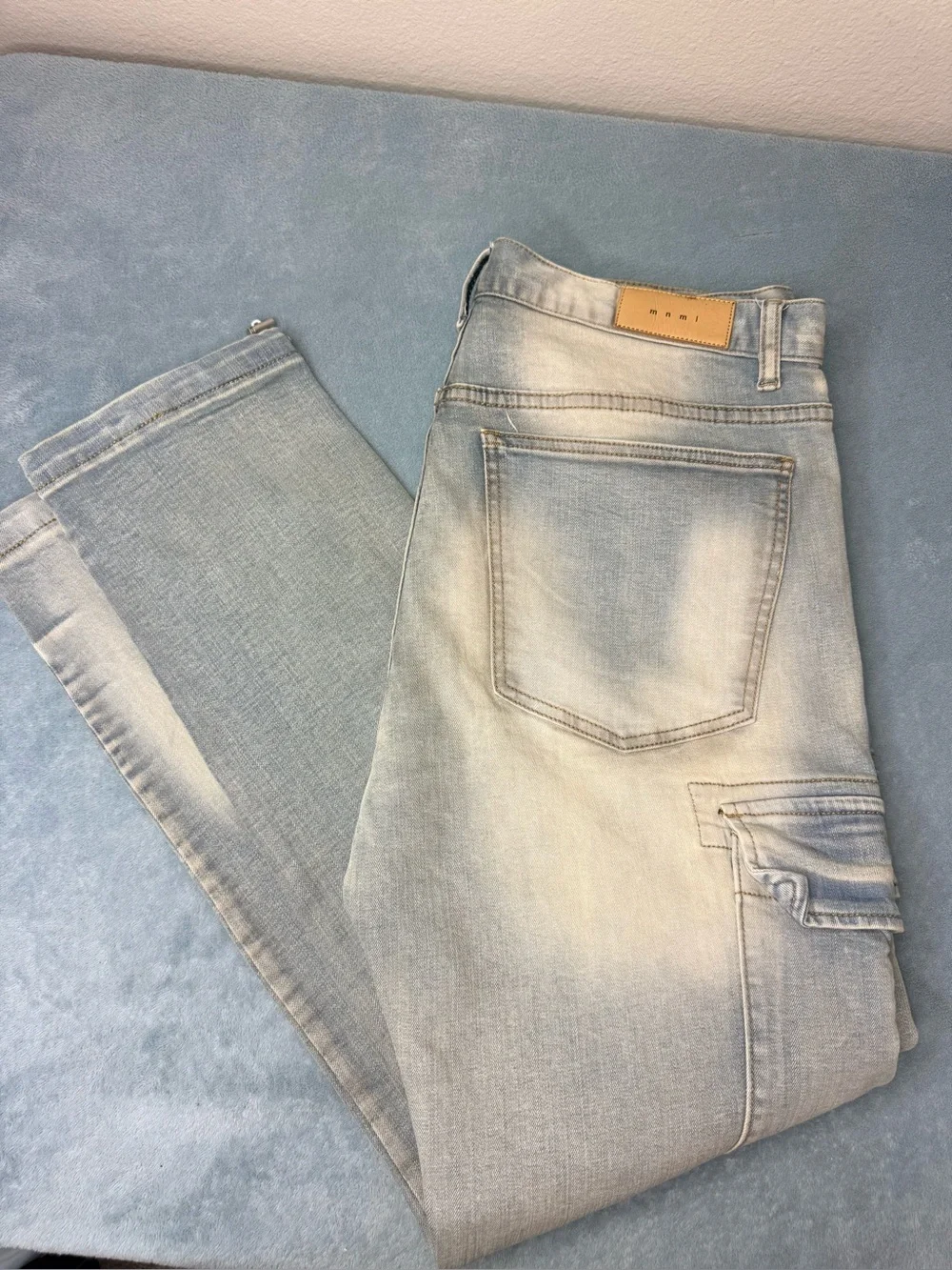 MNML Cargo Jeans Men’s 34 Light Wash Denim Utility Streetwear Y2K